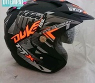 Helm Sepeda Motor SNI kaca R-Seven (Double visor) Duke orange