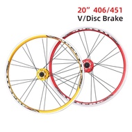 Litepro 20 Inch bicycle wheel 406/451 Disc/V Brake Aluminum Double-Layer Rim For BMX Folding Bicycle