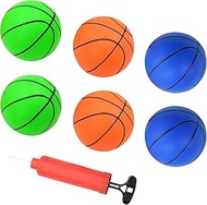 6 Pack Mini Basketball Set - 15cm Small Basketballs in 3 Colours with Air Pump, Indoor Outdoor Sport