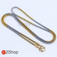 s2shop สร้อยคอสแตนเลสแท้ สร้อยคอพระ ลายผ่าหวายหัวจรวด ห้อยพระได้ 1 องค์ ความกว้าง 2 มม.ความยาว 16 18