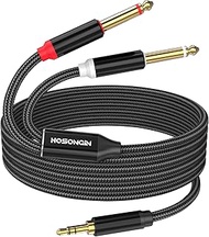3.5mm to Dual 1/4 Cable, HOSONGIN 3.5mm 1/8 TRS to Dual 6.35mm 1/4 TS Mono Breakout Cable Y Splitter Stereo Cable Cord Compatible with Smartphone, iPod/MP3, Tablet, PC, CD Player, Speaker - 6 Feet
