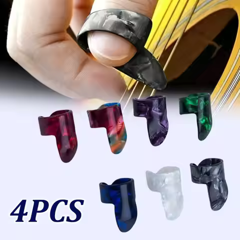 Guitar Thumb Picks Finger Picks, Celluloid Guitar Index Finger Picks Random Color (4 Pieces, 1 Thumb