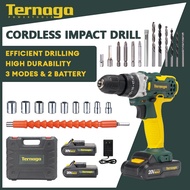 Ternaga 20V Cordless Impact Drill Set Car Cordless Drill Screwdriver Hammer Electric Cordless Drill Electric Power Drill