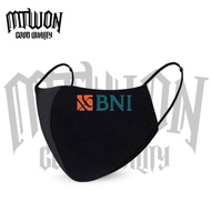 KATUN BNI bank Mask in indonesia 3-layer cloth/ black Earloop headloop Men's/ AdultWanita black mask