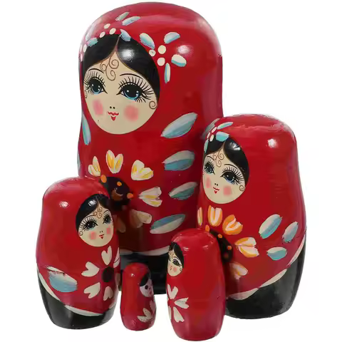 5pcs 1 Set Russian Nesting Dolls Chic Matryoshka Wood Stacking Nested for Kids