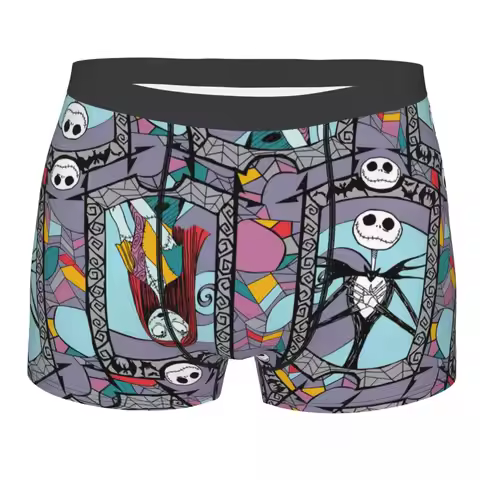 Custom Nightmare Before Christmas Jack Sally Underwear Men Breathbale Boxer Briefs