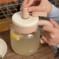 AKS High Borosilicate Glass Large Capacity Water Cup Glass Straw Cup with Handle Straw Cup Tea Cup F