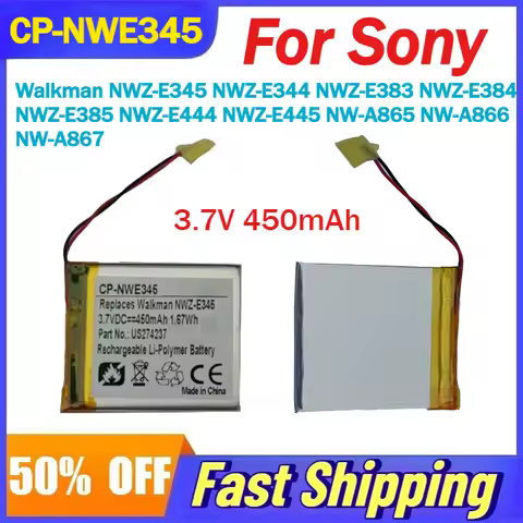 3.7V 450mAh CP-NWE345 Battery for Sony Walkman NWZ-E345/E344/E383/E384/E385/E444/E445 NW-A865 NW-A86