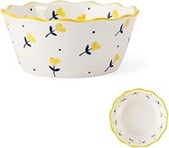 YWH-WH Bowl Ceramic Bowl 6.5 Inches Ice Cream Folk Culture Bowl Creative Ceramic Soup Folk Culture Bowl, Fruit Salad Folk Culture Bowl Cooking &amp; Dining