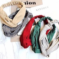 {Hair Band} Korean Version Knitted Cotton Hair Band Cross Solid Color Wide-Brimmed Pure Tree Accesso