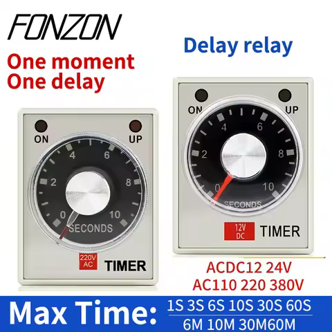 AH3-3 Power on Delay Timer Time Switch Delay Timer Relay With 8pin Socket 12 24V 110V 220V 380V Adju