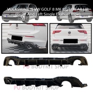 VOLKSWAGEN VW GOLF 8 MK8 GTI REAR LIP (Right And Left single Exhaust Pipe)MATERIAL ABS LIP BODYKIT
