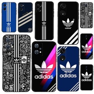 【D01】Adidas for OPPO Reno 8T 7 lite 7z 5G 6 4G 11F 12F 12FS 12 TPU Soft Black Silicone Case