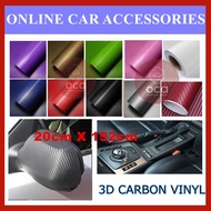 20cmx152cm 3D Carbon Fiber Decal Vinyl Film Wrap Roll Adhesive Car Sticker Sheet