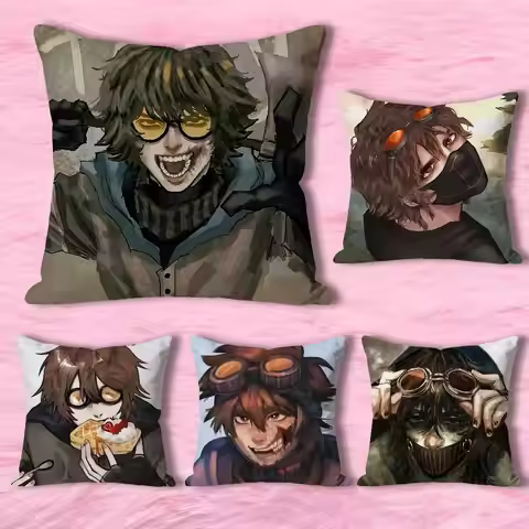 C-Creepypasta Ticci Toby Print Pillow Case Aesthetic Bedroom Decor 30x30 40x40 45x45 50x50 60x60 65x
