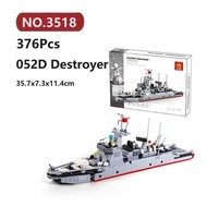 ✨052D Destroyer Building Blocks 376 Pcs WANGE Ship Bricks Toy Set L4A9