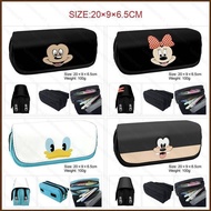 squar1 Disney Mickey Minnie Donald Duck Cartoon Anime Pencil Case Student Zipper Pencil Bag Large Capacity Stationery B
