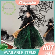Halloween Witch Decoration 11 Inches Witch Doll Halloween Veil Witch Doll Witch Hat and Witch Broom 