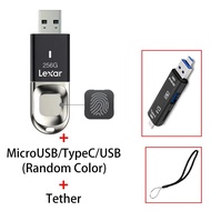 Lexar F35ปลดล็อคลายนิ้วมือ Pendrive 64กิกะไบต์3.0 USB แฟลชไดร์ฟ128GB U Disk 32GB 256GB ปากกาไดรฟ์โลห