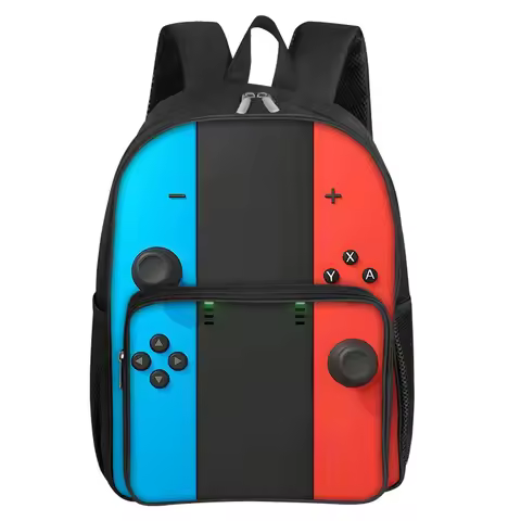 GamePad Pattern Square Front Pocket Backpack for Boy and Girls Best Gifts 3D Cartoon SchoolBags for 