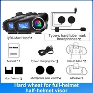 Q58-Max หมวกกันน็อคมอเตอร์ไซค์ชุดหูฟังบลูทูธจอแสดงผล LCD พร้อมไฟฉาย2ผู้ขับขี่500M อินเตอร์โฟน【ส่งเดี