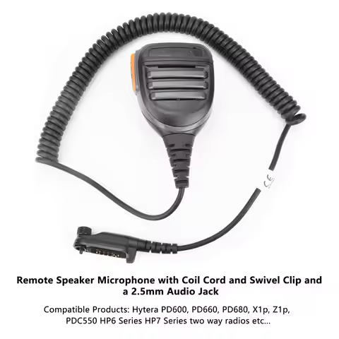 SM26N2 Walkie Talkie Remote Speaker Microphone with 2.5mm Stereo Jack Audio for Hytera X1e X1p Z1p P