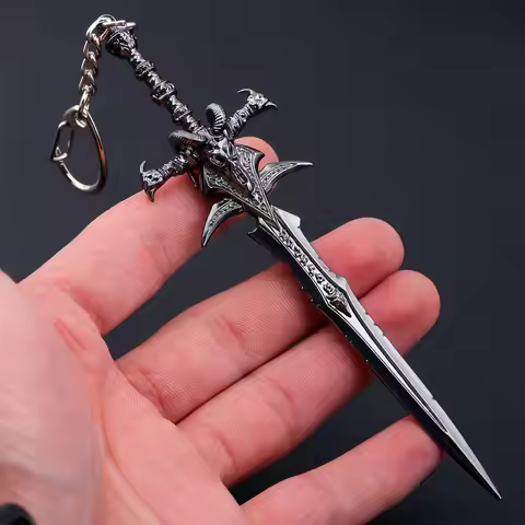 14CM Game World of Warcraft Weapon Frostmourne Sword Keychain Lich King Sheep Head Sword Keyring Wea