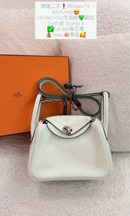 二手 門市現貨 Hermes Mini Lindy 💚0S氣泡綠 銀扣 Swift Stamp B✅full set 連正單