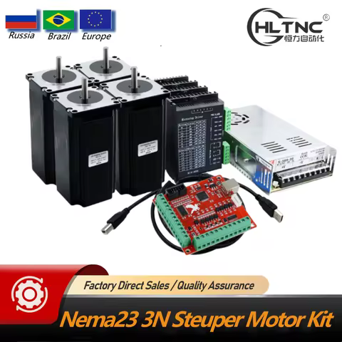 CNC Router Kit 4 Axis Nema23 3N 3A 4.2A Stepper Motor Driver TB6600 DM542 DM556 + USB Mach3 Controll