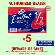 EXCELLENT Quiz Pad Pads 1/2 CROSSWISE 200x125mm 80 Leaves Intermediate Paper Papers - 5 Pads