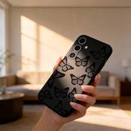 1pc Black Butterfly Straight Edge Liquid Soft Gel Phone Case Compatible With GalaxyS26 S25 S24Ultra 