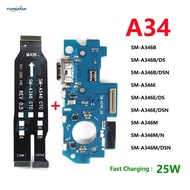 For Samsung Galaxy A34 5G A346 A346B A346E USB Charging Board Main Cable Charger Dock Port Connector