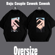 Baju Kaos Oversize Couple Anime Love 24S / Kaos Oversize Oversize Couple Cewek & Cowok