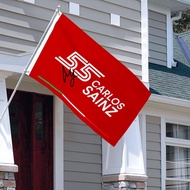 Autographed Checkered Racing Flag Carlos Sainz #55 Flag Banner 3x5Feet for Car Fans with Brass Gromm