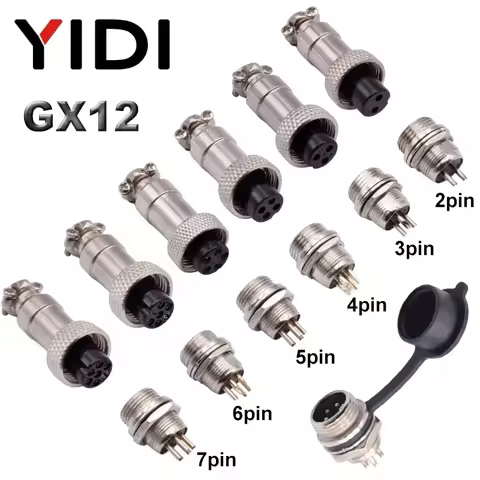 1set GX12 2/3/4/5/6/7 Pin Aviation Connector, 12mm Male + Female L88-93 Circular Air Socket Plug Ele