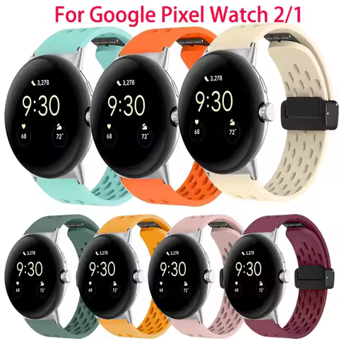 Magnetic Silicone Strap For Google Pixel Watch 2 Band Soft Sport Smartwatch For Google Pixel Watch S