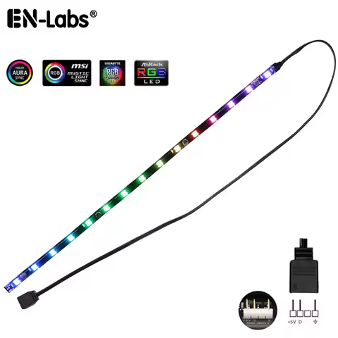 ARGB LED Strip Lights PC Case Motherboard w/ 3Pin 5V Addressable RGB Header for Asus Aura, Asrock,Gi