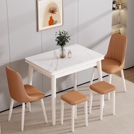 明匠轩岩板折叠餐桌家用小户型可伸缩实木奶油风餐桌椅组合现代简约轻奢 定制金餐桌 80cm *60cm*76cm