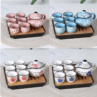 Kung Fu Tea Set Ceramic Teapot and Handmade Teapot Portable Tea Set Travel Sweet Flower Tea Set H2