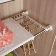 全城熱賣 - H31 (可伸縮長約60cm-100cm，闊約36cm) 日本暢銷 衣櫃分層板 衣櫃分層隔架 穩固 免釘墻可調節多功能伸縮衣櫃分層隔板 廚房/浴室/鞋櫃 收納層架 白色1層