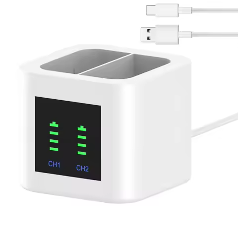 RV4 Battery Charger with LED Display Dual Slot For Ring Video Doorbell 2/3/4,Ring Stick Up Cam Solar