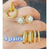 14k 4 pairs Bangkok gold earrings