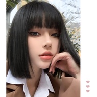 Wig Female One Knife Cut Short Hair Fashion Full Headgear Wig Short Straight Hair Comics All Bangs O