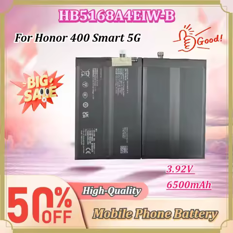 For Honor 400 Smart 5G HB5168A4EIW-B 3.92V 6500mAh Rechargeable Mobile Phone Replacement Battery