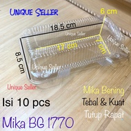 50pcs Mika BG 1770 Size 18.5x8.5x6 cm Foodgrade Thick BENING Mica Roll Cake/ 17 cm Bread Cake Contai