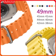 Soft Silicone Ocean Strap for Apple Watch Ultra 2 49mm SE 2 IWatch Series 10 9 8 7 6 5 4 3 2 1 44 40