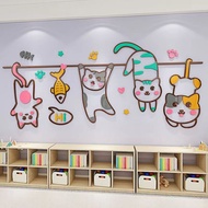【DAORUI】Cute cat wall stickers 3D cat stickers cat and dog stickers 3D acrylic wall stickers cartoon