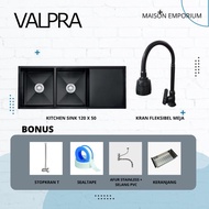 Kitchen Sink Valpra 12050 Hitam + Keran Kran Air / Cuci Piring Black VHE12050BK