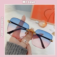 New Sunglasses for Women Fashion Rimless Gradient Sunglass UV400 Cermin Mata Hitam