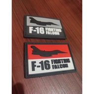 F16 rubber patch/f-16 rubber emblem with velcro patch